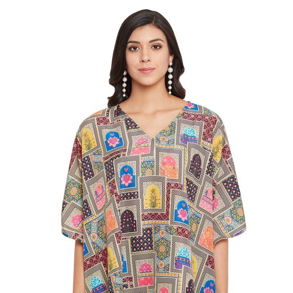 Gypsie Blu Women Casual Mini Dress Tunic Top Caftan Cover Up for Evening Wear - Picture 7 of 9